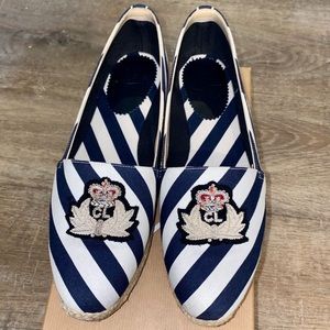 Striped Canvas Galia Espadrille Flats: Size EU 41